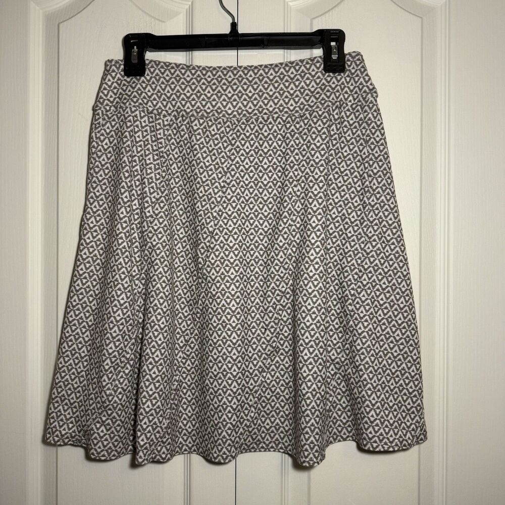 Prana A-Line Midi Skirt Brown White Diamond Geometric Stretchy Preppy Sz Small